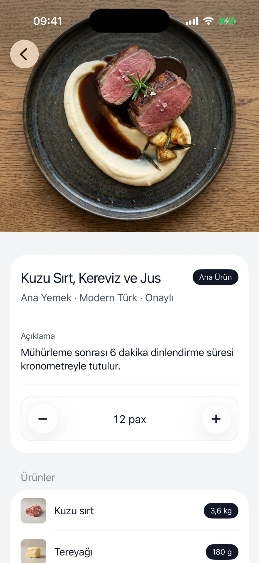 Pax ölçekleme ve ürün listesi ekranı